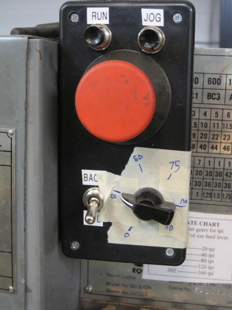 Closeup of Pendant showing custom calibration on speed knob